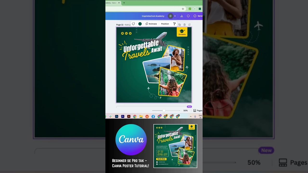 Travel Poster Design in Canva | Eye-Catching Travel Ad Design Tutorial 2025