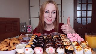 MUKBANG | Роллы, суши, луковые кольца | sushi rolls | не Asmr
