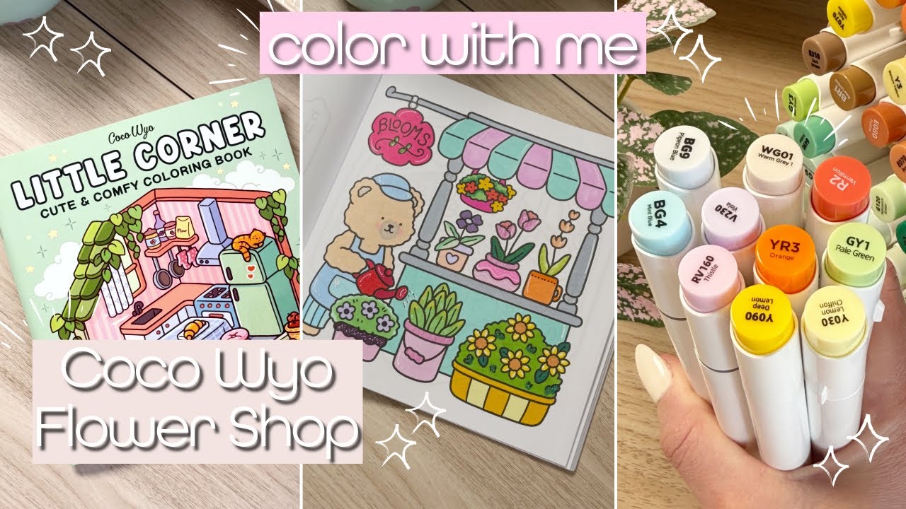 Color with me: Coco Wyo 'Little Corner' | Little Blooms | Ohuhu markers | asmr and soft music 🌼🎧