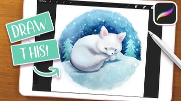 Draw this Cute Arctic Fox! (with Procreate default Brushes!) | EASY PROCREATE Tutorial