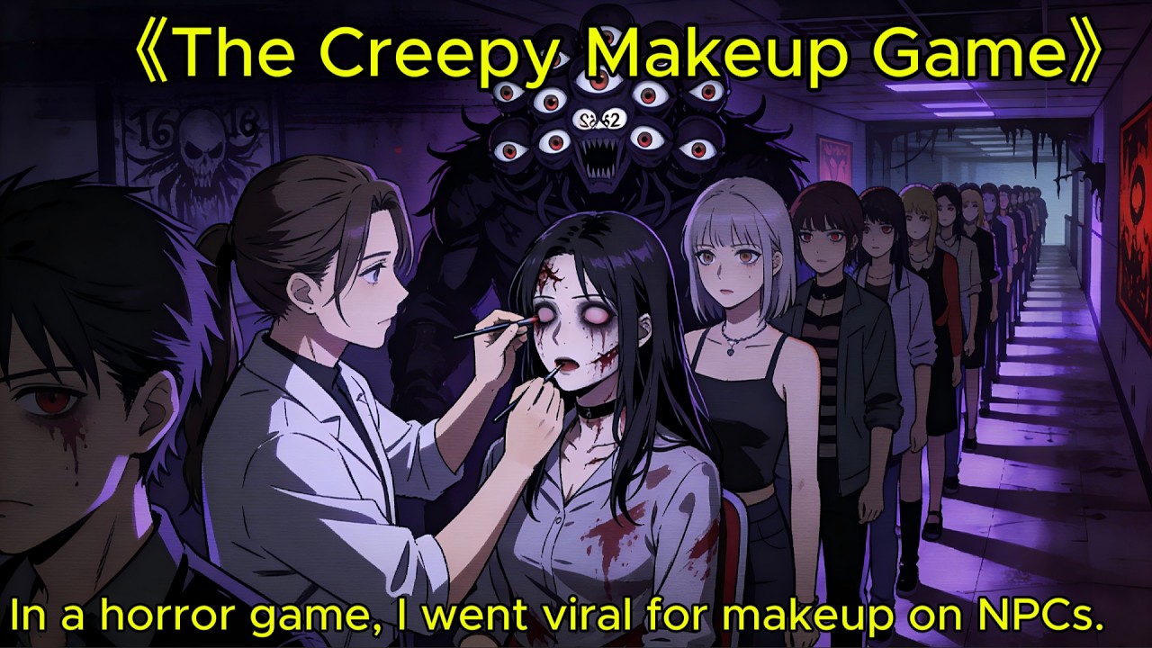 The End 《The Creepy Makeup Game》 In a horror game, I went viral for makeup on NPCs.