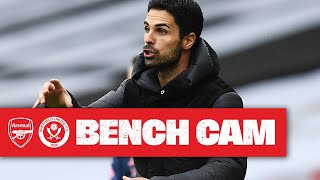 BENCH CAM | Arsenal 2-1 Sheffield United | Mikel Arteta reacts to another home win! | Premier League