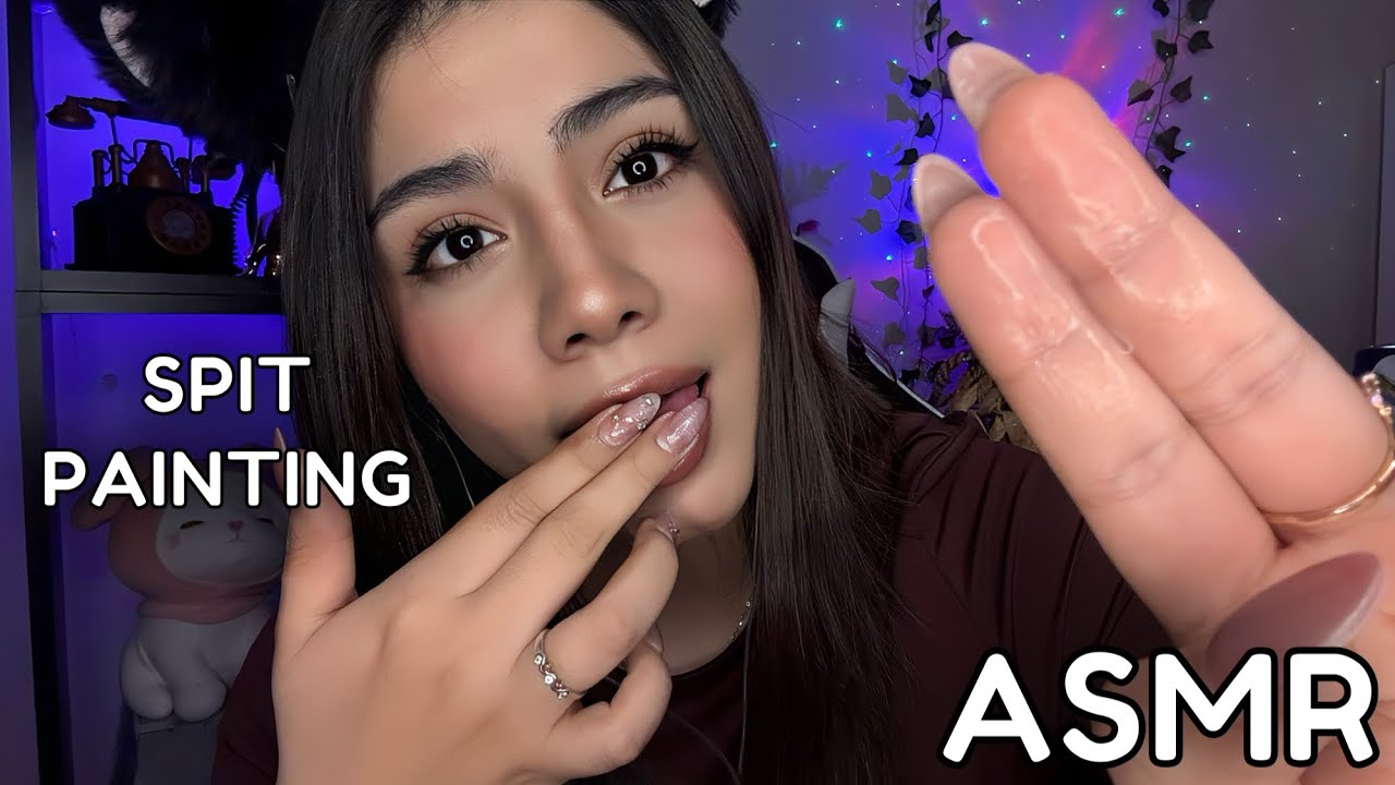 ASMR ESPAÑOL / SPIT PAINTING INTENSO (COMO MAQUILLAJE) + L4M0 MIS DEDOS REALISTA