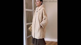 【商品紹介】ミンクファーコート 7分袖 デンマーク産ミンクファー使用 フード付き レディース 秋冬 アウター ベージュ M/L/2L/3L/4L h1e55 zoee楽天市場店 #Shorts