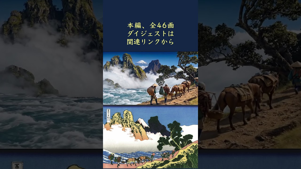 【AIが作り出す富嶽三十六景】#37 身延川裏不二 - Hokusai's "36 Views of Mt. Fuji" reimagined by AI