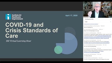IHI Virtual Learning Hour Special Series: COVID-19 and Crisis Standards of Care