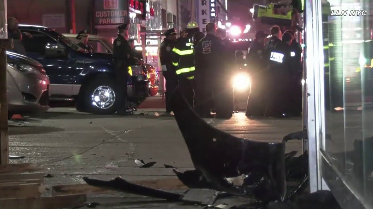Wrong-way driver fleeing NYPD hurts 9: Police | NBC New York - YouTube