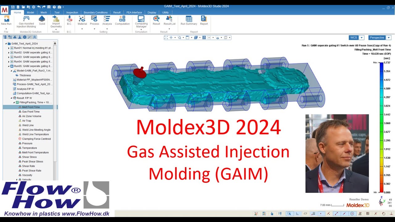Gas Assited Injection Molding (GAIM) Moldex3D2024 by FlowHow®