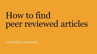 How to find peer reviewed articles (new version)