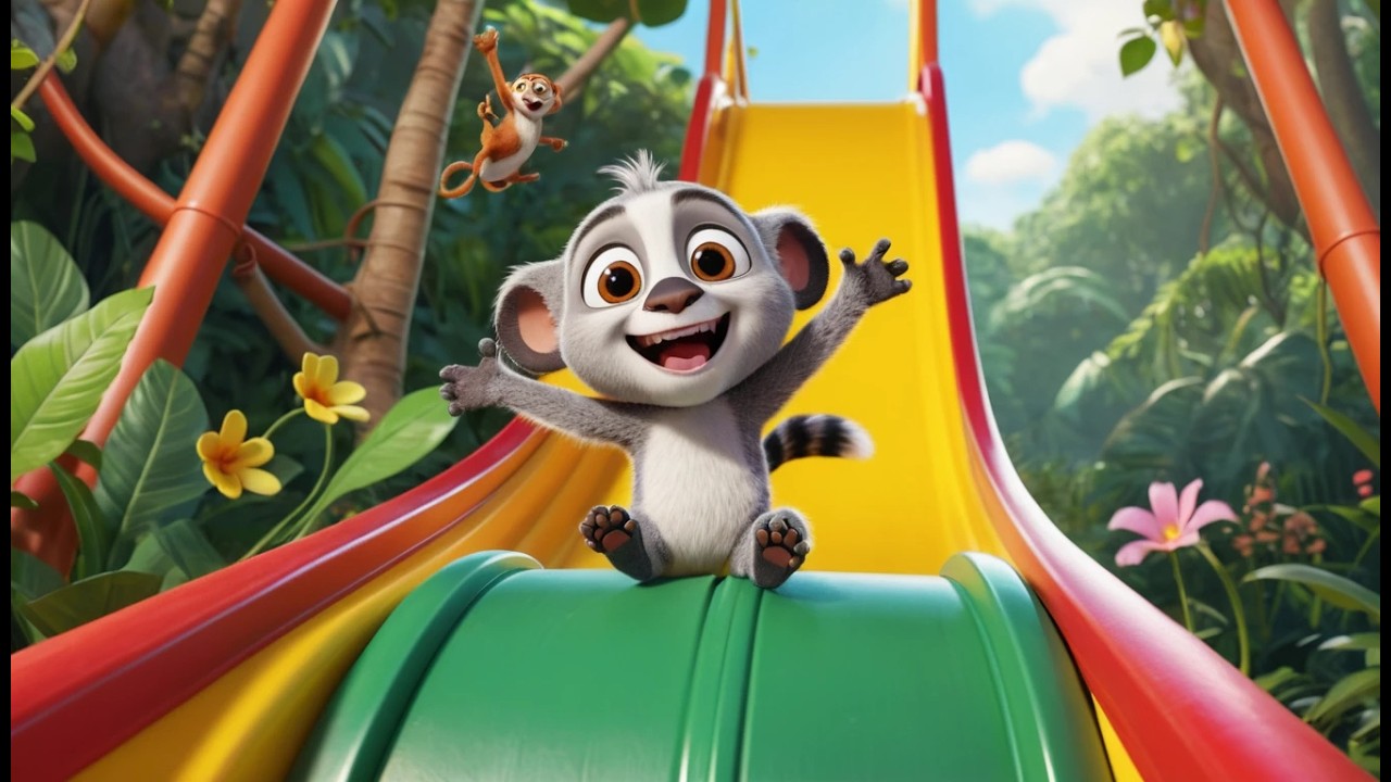 Lemur’s Jungle Slide Adventure 🐒🌴 | Fun Wild Animal Songs & Nursery Rhymes