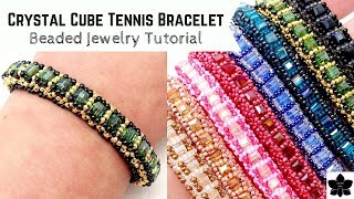 Crystal Cube Tennis Bracelet Beading Tutorial -4mm