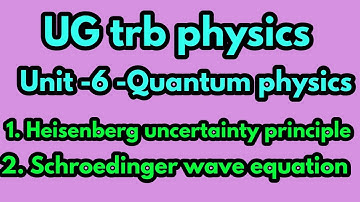 UG trb physics unit 6 -- Heisenberg uncertainty, Schroeder wave equation #ugtrbphysics#