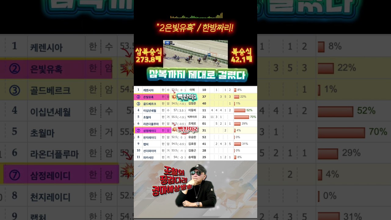 이번 서울경주 한방에 갑니다 3마리 다 빽판마! ③②⑦