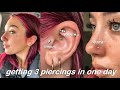 getting 3 piercings in one day | rook, tragus & nostril piercing