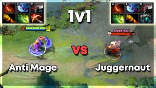 Anti Mage vs Juggernaut with Full items | Level 30 Dota 2 1v1 | Who Will Win?