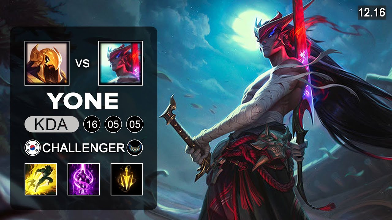Yone vs Azir Mid - KR Challenger - Patch 12.16 Season 12