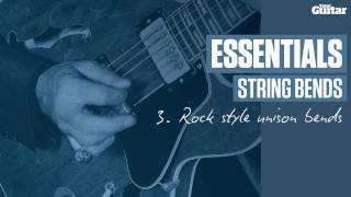 Famous Essentials Lesson: String Bends -- Example 3 -- Rock style unison bends Wealth