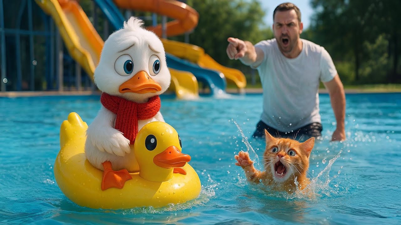 Misunderstood Duck Rescues Drowning Kitten and Gets a New Duck Float as a Reward!