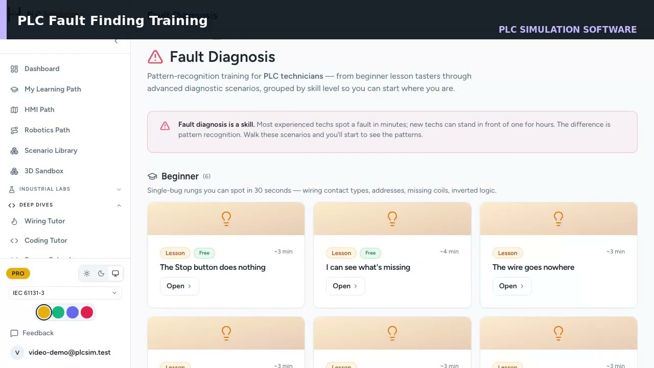 PLC Fault Finding Training — Diagnose Logic, Wiring and Runtime Faults