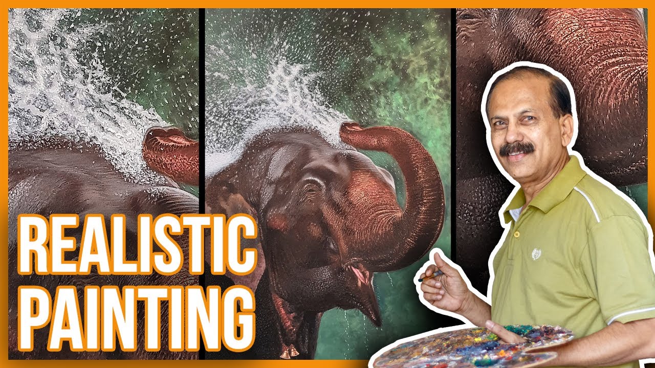 Realistic Elephant Oil Painting on Canvas - Speed Painting