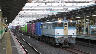 EF65-2127（カラシ）牽引の蘇我貨物（1090レ）市川駅を通過