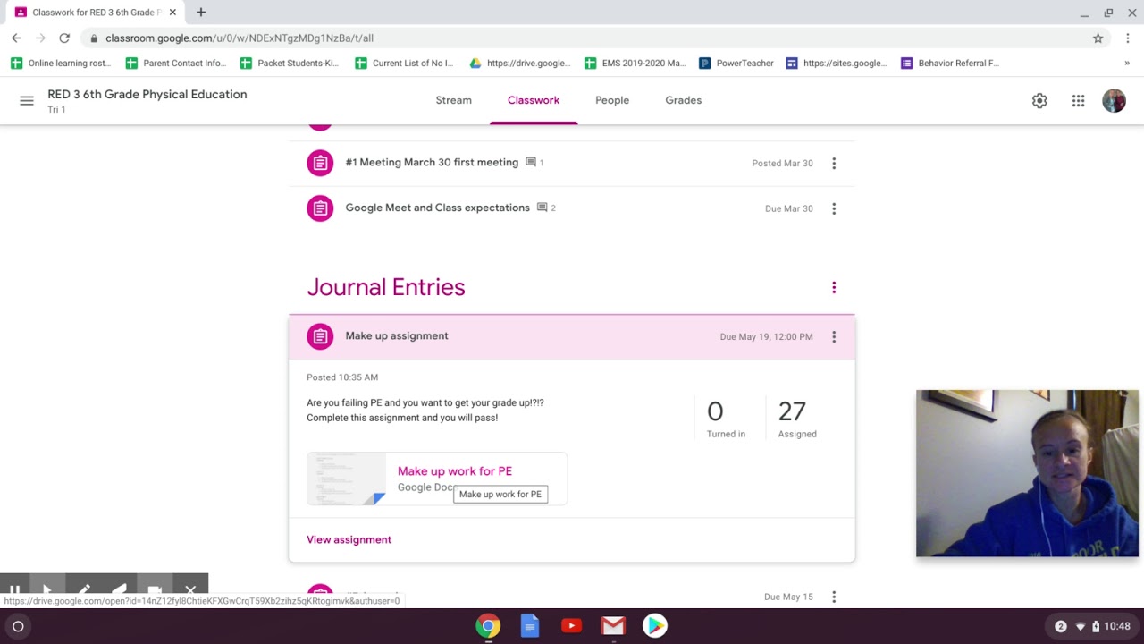 pe make up assignments