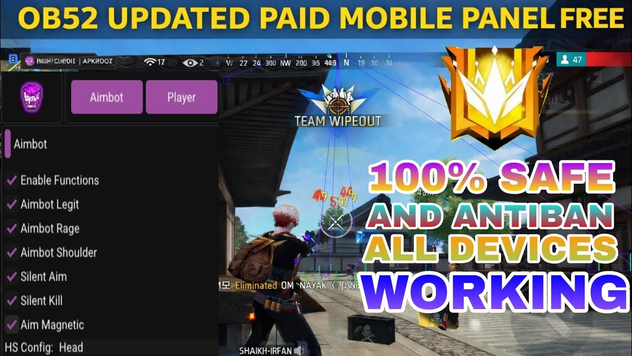 FREE FIRE ANTIBAN MOBILE PANEL FOR ROOT AND NON ROOT BOTH | FREE FIRE 0B52 UPDATED MOBILE FREE PANEL