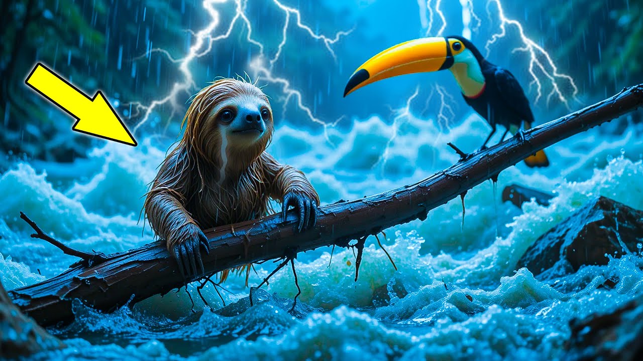 Heroic Team Saves Baby Sloth in a Torrential Storm!