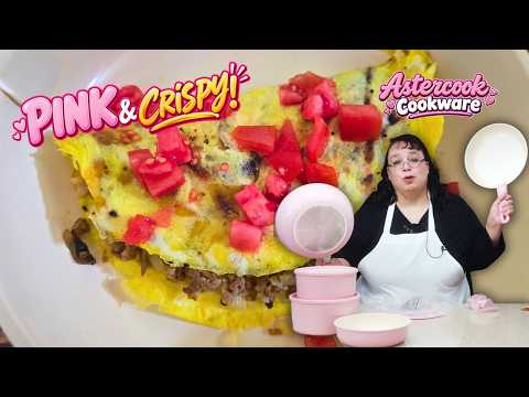 Astercook Pink Ceramic Cookware Review 💕 | Crispy Potato Omelet