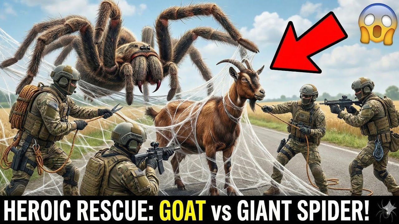 Heroic Rescue Team Saves Innocent Goat from GIANT Spider Attack 🕷️🐐 