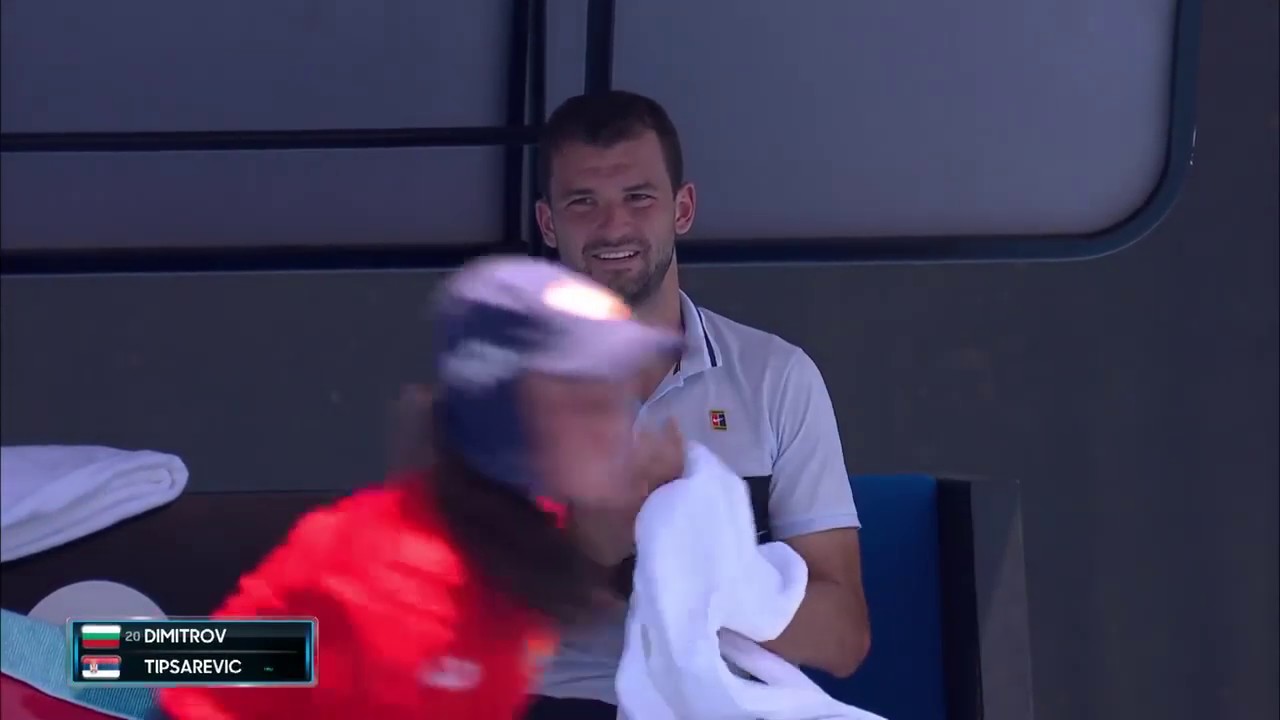 Grigor Dimitrov vs. Janko Tipsarevic 4-6, 6-3, 6-1, 6-4 Australian Open (R128) 14.01.2019.