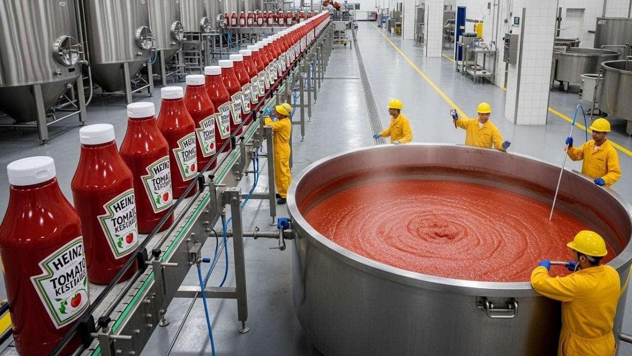 Cómo los Tomates Frescos se Convierten en Millones de Botellas — Dentro de la Fábrica de Ketchup...