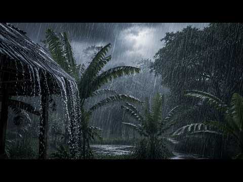 Continuous Rain & Deep Thunder ⛈️ Village (Nature Sounds) | Stop Insomnia & Fall Asleep Fast