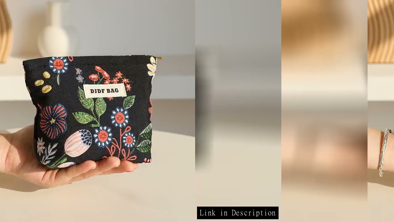 New Small Women's Cosmetic Bag Portable Plant Pattern Small Sanitary Napkin Storage Bag Commuter Coi