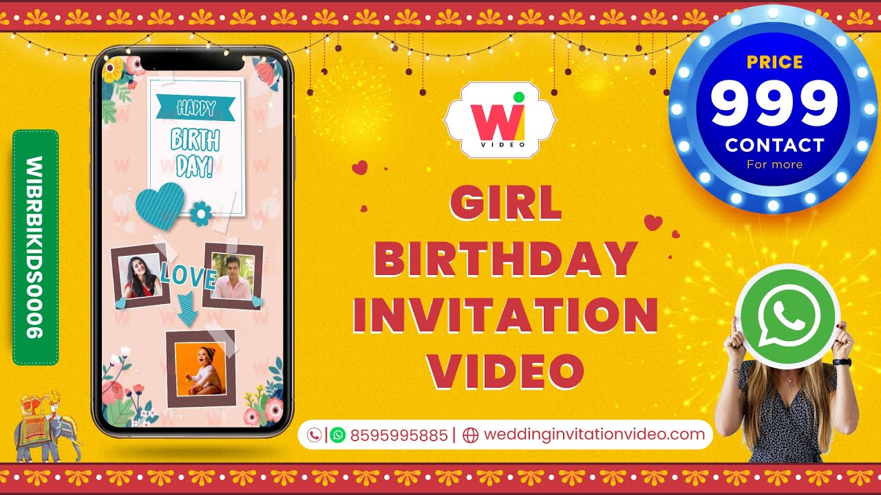 Girl Birthday Invitation Video Rs 999 - Baby Girl Invitation Video 2020 Video