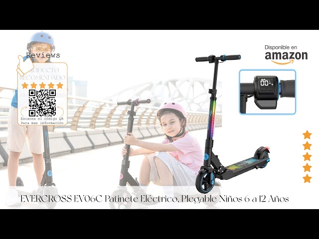 Patinete eléctrico para niños de 6 a 12 años, Scooter plegable con