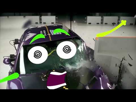 Car crash with funny doodle, slow motion