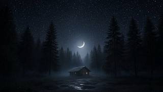 10 Hours Night Rain in Dark Boreal Forest 🌙 Heavy Rain on Cabin Roof by Pond | Sleep &amp; Relaxation