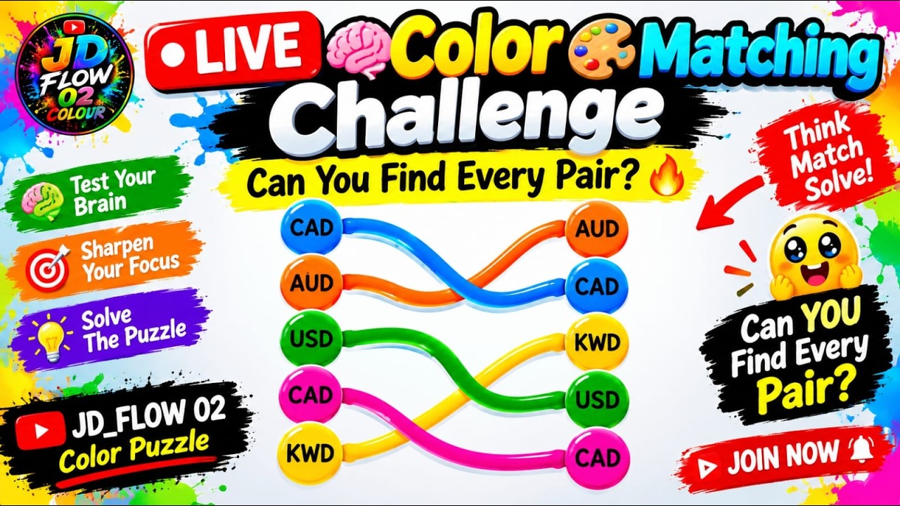 🔴 Live 🧠 Color Matching Challenge 🎨 Can You Find Every Pair? 🔥 - YouTube
