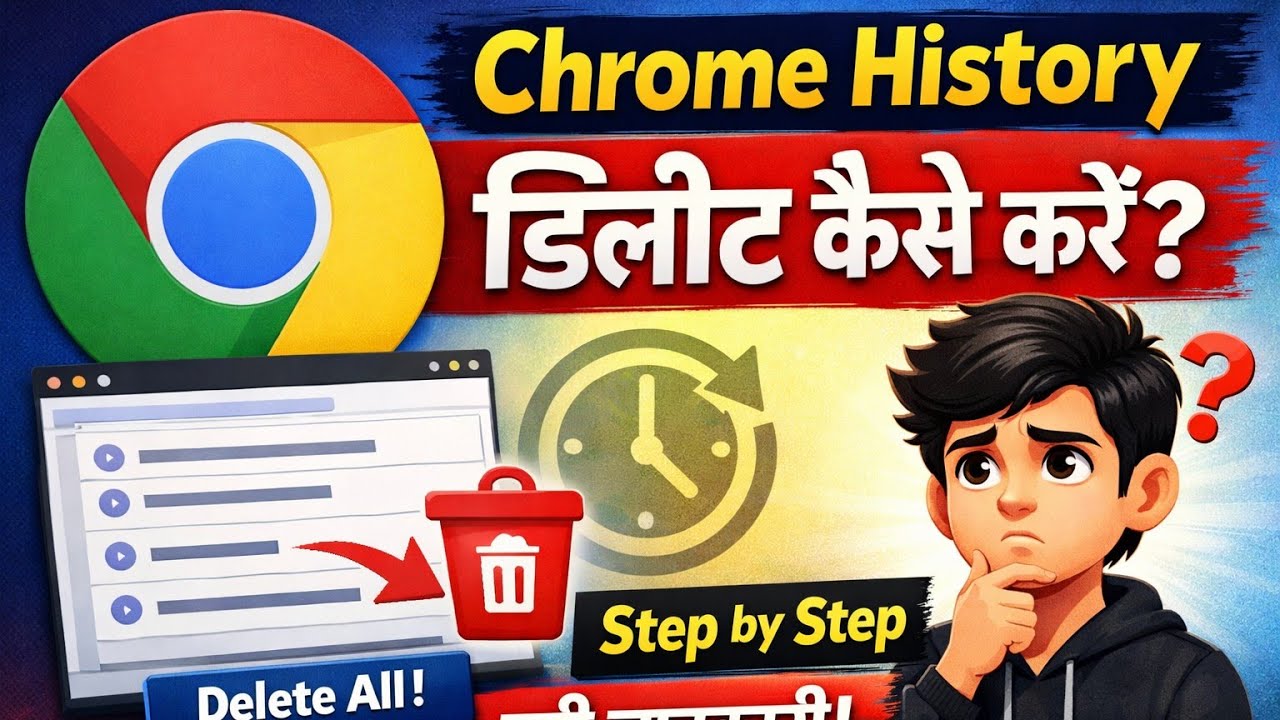 Chrome ki History kaise Delete kare mobile, How to Delete Google Chrome History in Hindi