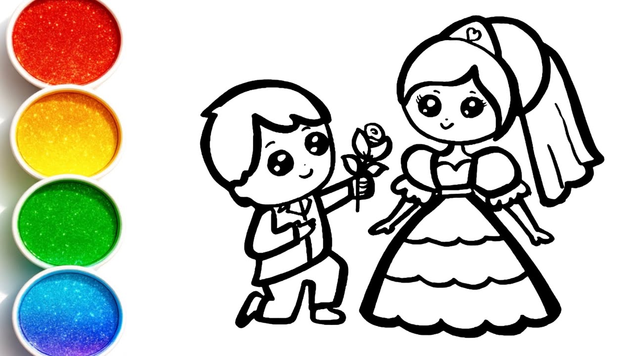 Милый рисунок пары для детей и малышей_ Детское искусство