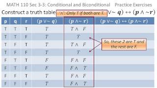 Logic: Construct a truth table (Biconditional)