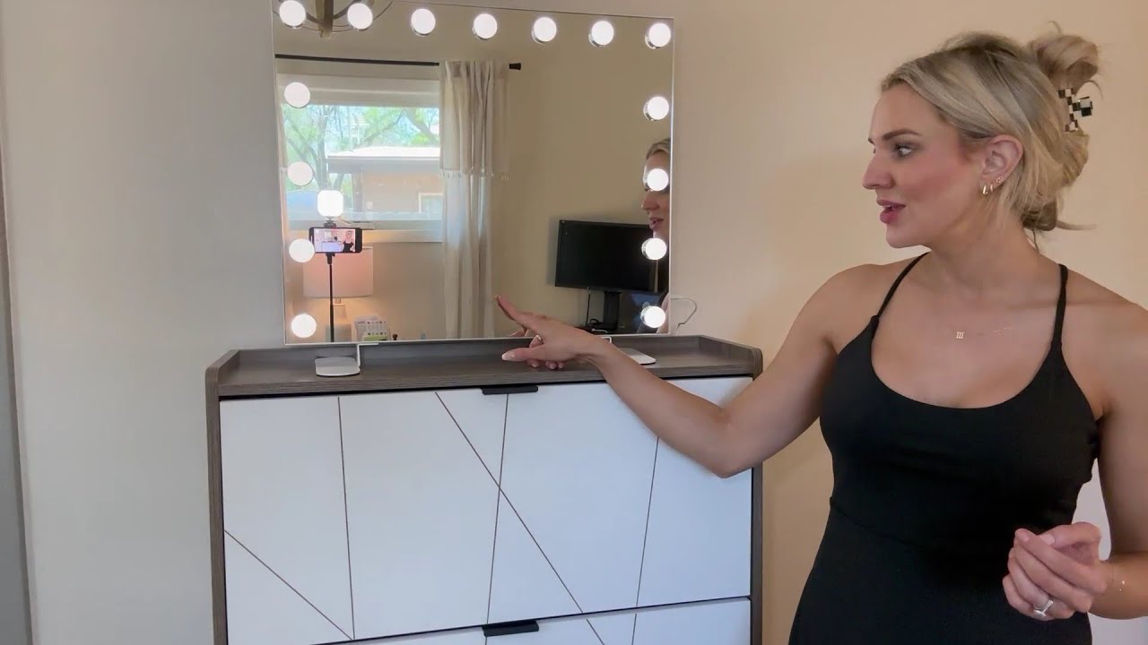 SLIMOON Hollywood Vanity Mirror with Lights, 15 Dimmable LED Bulbs, 3 Color