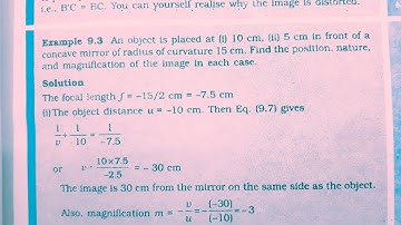 An object is placed at (1) 10 cm, (ii) 5 cm in front of a concave mirror of radius of curvature 15 c
