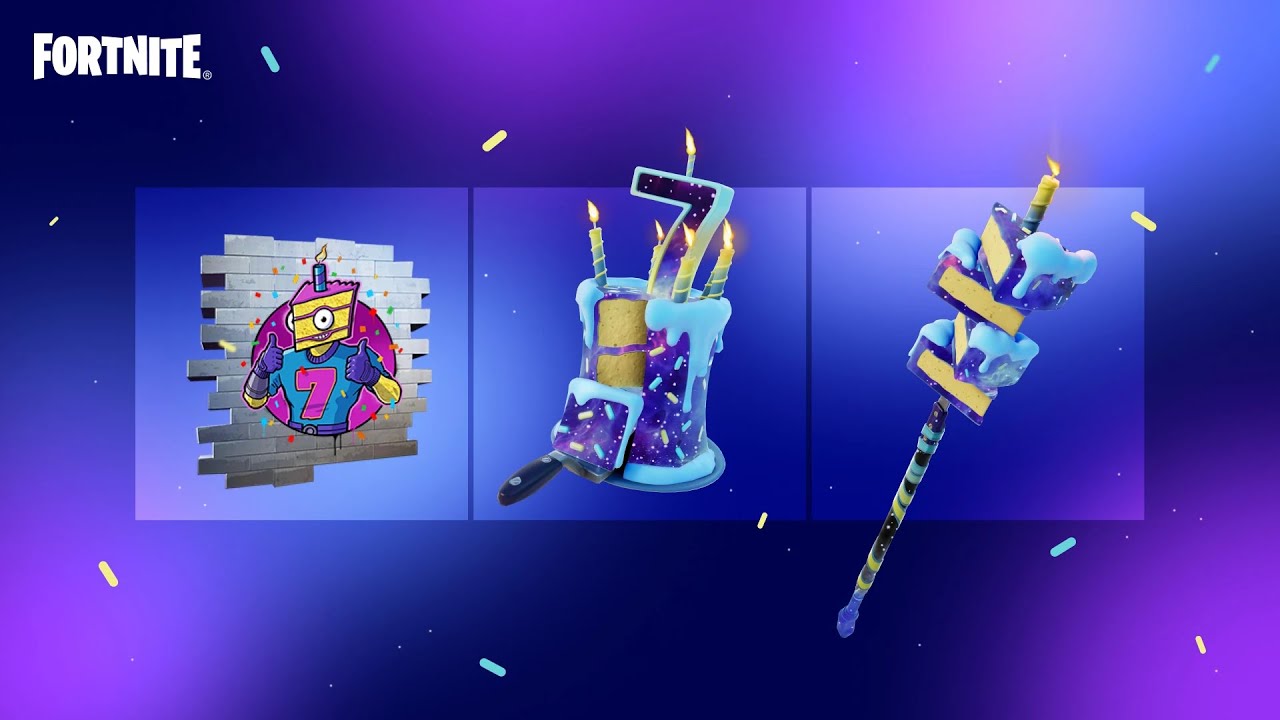 Fortnite X 8th Birthday | Cosmic Legacy Katt | Sprinkly Space Cake Backbling | Victory Royale 4k