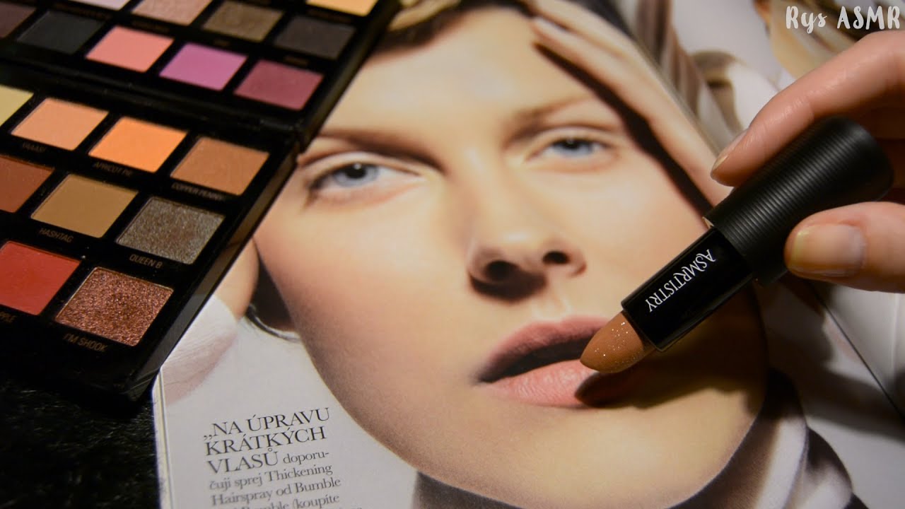 ASMR│Applying Makeup to Magazine│Whispered