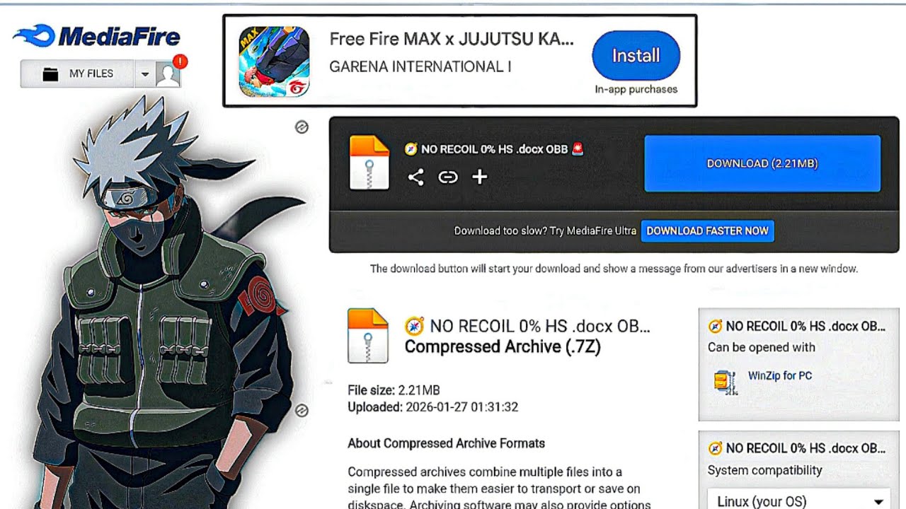 🧭 Без отдачи 0% HS docx OBB файл 🔥 AIMBOT Free Fire файл конфигурации для хедшотов 🔥 Работает ✅