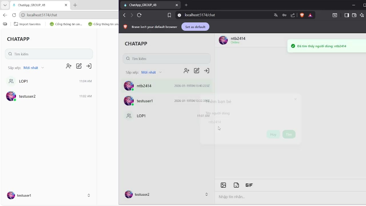 Demo APPCHAT - GROUP 48