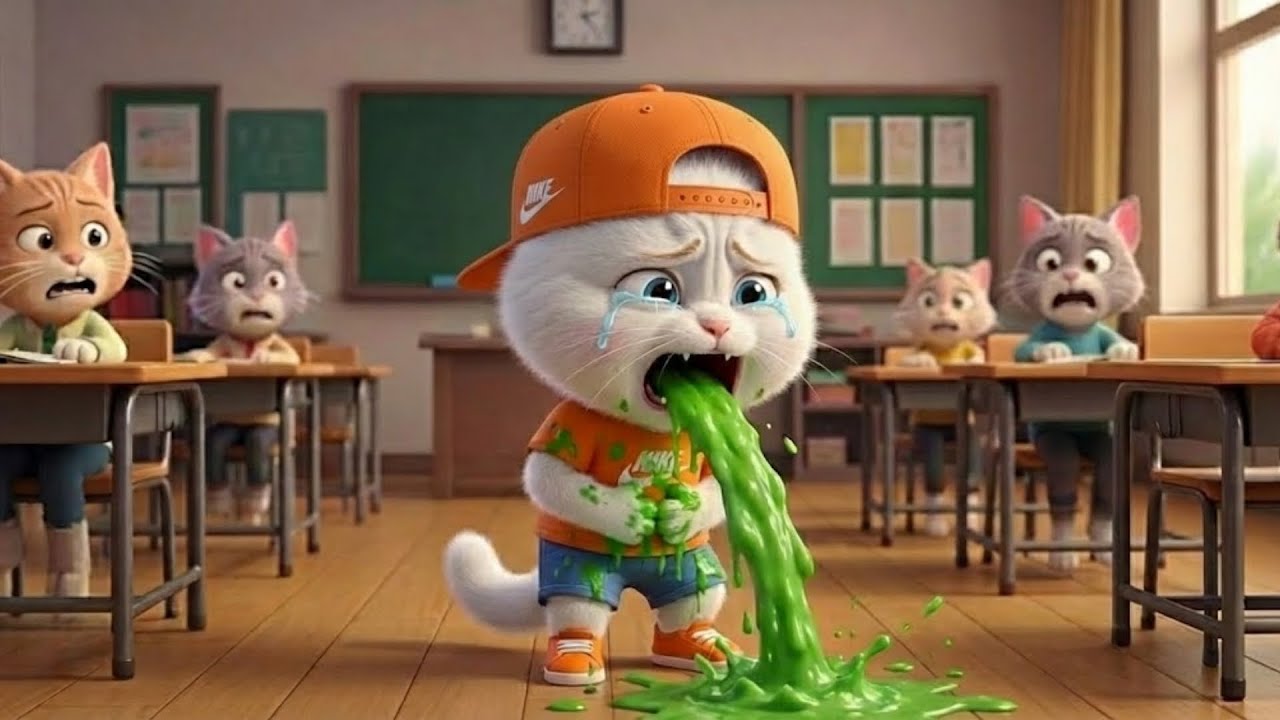 😱 A Shiny Green Apple from a Stranger?! The Kitten Turns GREEN at School! 🍏🐱 | AI Cat Story