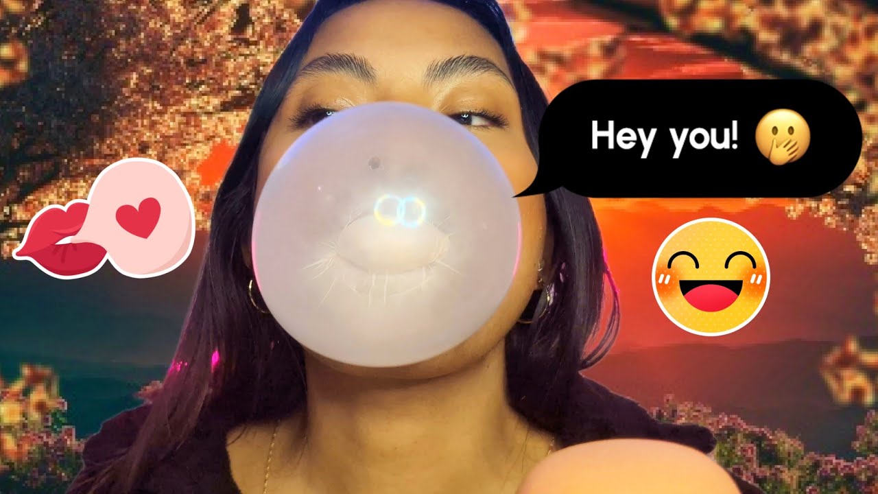 ASMR Bubblegum Blowing Bubbles , I Missed You Guys , Happy New Year !